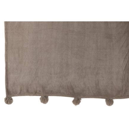 Manta com pompons em poliéster cinza-claro 176 x 128 cm