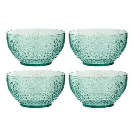 Conjunto de 4 taças de plástico azuis, 15 x 15 x 8,1 cm