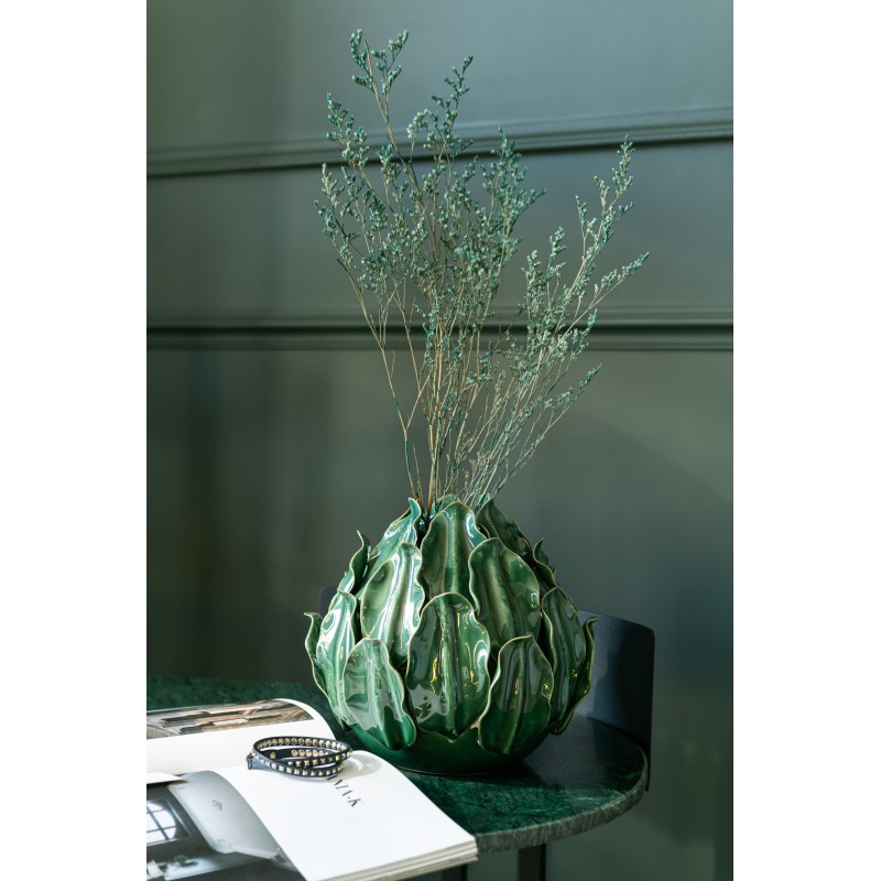 Ramillete seco de lamsoor en madera verde de 20x20x85 cm