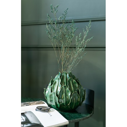 Ramillete seco de lamsoor en madera verde de 20x20x85 cm