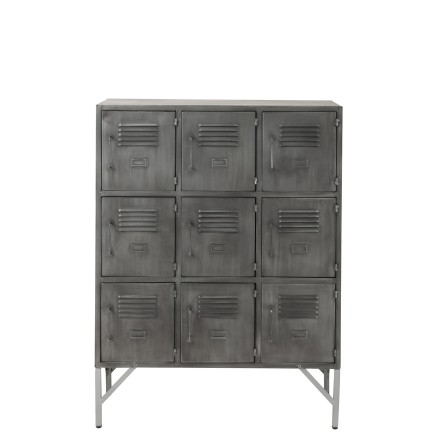 Armadio 9 porte in metallo argento 86x41x114 cm
