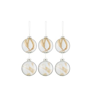 Boite de 6 boules de Noël en verre beige 7.5x7.5x10 cm