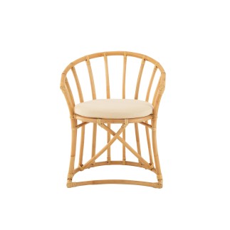 Sedia con cuscino in rattan naturale 60x61x70 cm