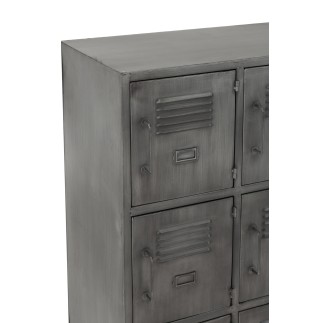 Armadio 9 porte in metallo argento 86x41x114 cm