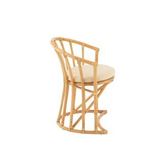 Sedia con cuscino in rattan naturale 60x61x70 cm