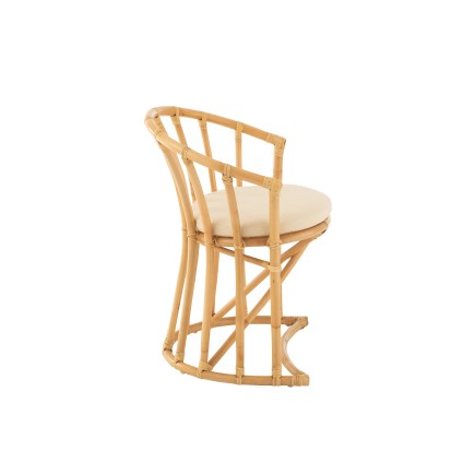 Sedia con cuscino in rattan naturale 60x61x70 cm