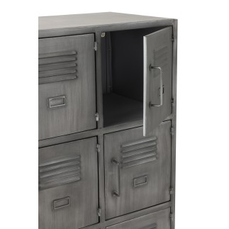 Armadio 9 porte in metallo argento 86x41x114 cm