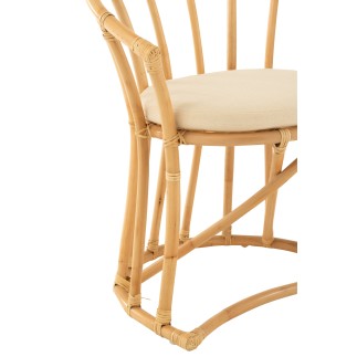 Sedia con cuscino in rattan naturale 60x61x70 cm