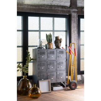 Armadio 9 porte in metallo argento 86x41x114 cm
