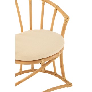 Sedia con cuscino in rattan naturale 60x61x70 cm