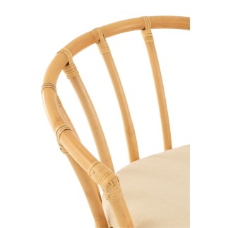 Sedia con cuscino in rattan naturale 60x61x70 cm