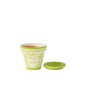 Vaso di fiori con piattino in ceramica verde 27x27x25 cm Vaso di fiori con piattino in ceramica verde 27x27x25 cm