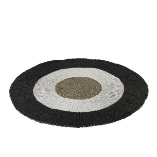 Tappeto rotondo in polipropilene bianco e nero D.150 cm