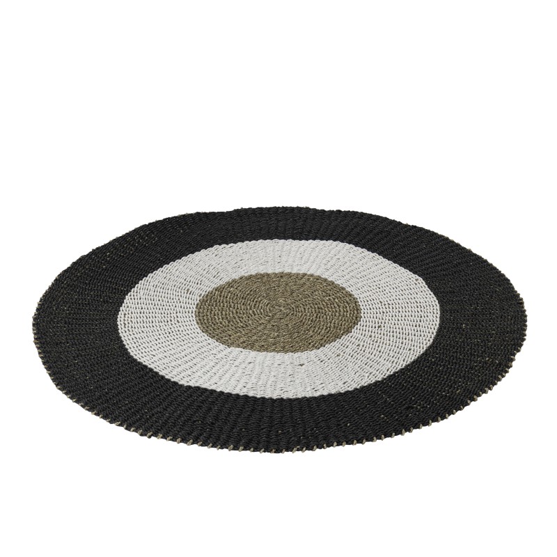 Tapis rond en polypropylène blanc et noir D.150 cm Tapis rond en polypropylène blanc et noir D.150 cm