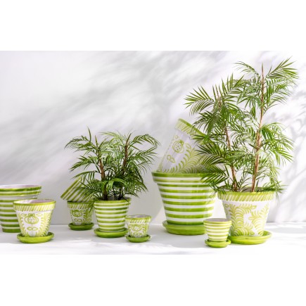 Vaso com pires em cerâmica verde 27x27x25 cm