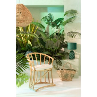 Sedia con cuscino in rattan naturale 60x61x70 cm