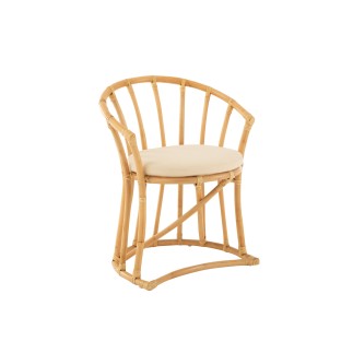 Sedia con cuscino in rattan naturale 60x61x70 cm