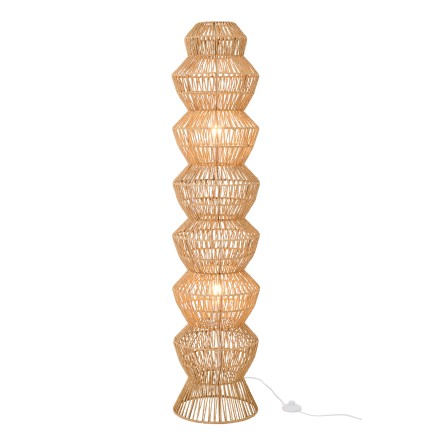 Lampada da terra in corda e metallo beige 30x30x132,5 cm
