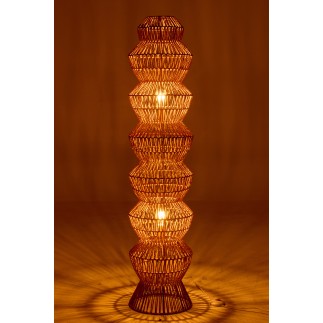 Candeeiro de pé em corda e metal bege 30x30x132,5 cm