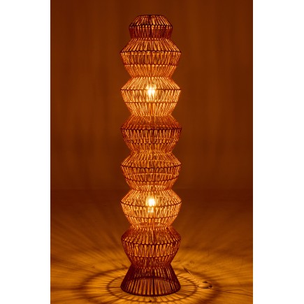 Candeeiro de pé em corda e metal bege 30x30x132,5 cm