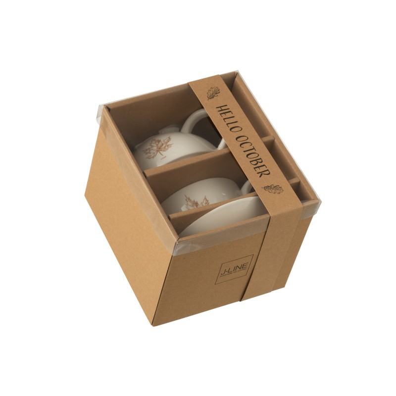 Set di 2 teiere e tazze in ceramica marrone 16,5x11x14 cm