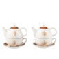 Set di 2 teiere e tazze in ceramica marrone 16,5x11x14 cm