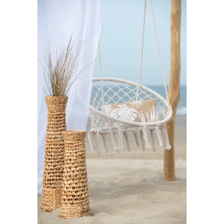 Chaise suspendue macramé en polyester beige 60x80x110 cm