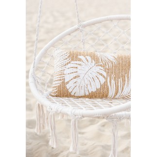 Chaise suspendue macramé en polyester beige 60x80x110 cm