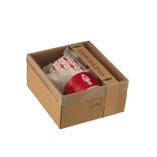 Théière avec tasse en céramique rouge 28.5x9.5x18.5 cm