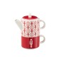 Théière avec tasse en céramique rouge 28.5x9.5x18.5 cm