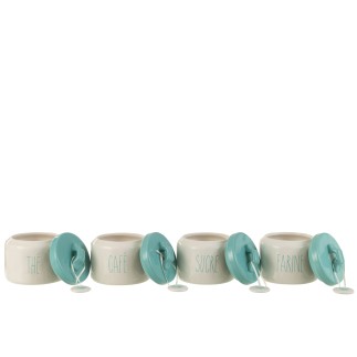 Set de 4 pots de conservation en céramique blanc 13x13x11 cm