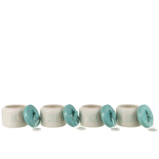 Set de 4 pots de conservation en céramique blanc 13x13x11 cm