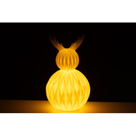 Lámpara led ciervo de porcelana blanca 13.5x13.5x23.5 cm