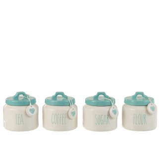 Set de 4 pots de conservation en céramique blanc 13x13x11 cm