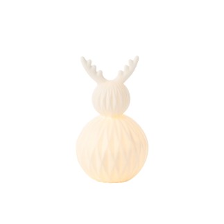 Lampe led cerf en porcelaine blanche 13.5x13.5x23.5 cm