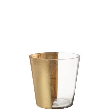 Photophore en verre doré 18x18x18 cm