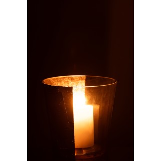 Photophore en verre doré 18x18x18 cm