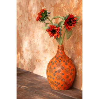 Vase en porcelaine orange 23.5x23.5x35 cm