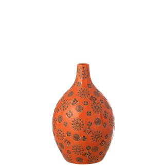 Jarrón de porcelana naranja 23,5 x 23,5 x 35 cm