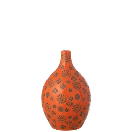 Vase en porcelaine orange 23.5x23.5x35 cm