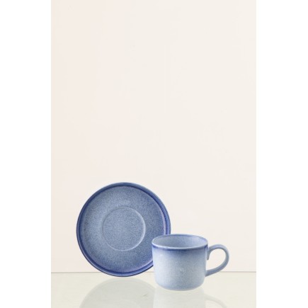 Taza con platillo de cerámica azul 9 x 9 x 7,5 cm