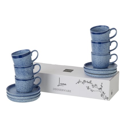 Tasse avec soucoupe en céramique bleu 9x9x7.5 cm