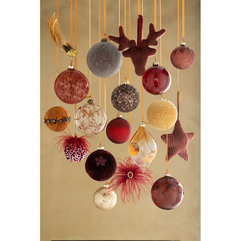 Boite de 4 boules de Noël en verre Bordeaux 12x12x12 cm