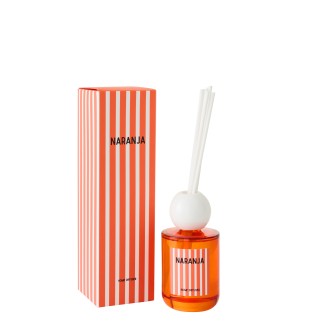 Diffuseur à roseaux « Mandarine » dans verre orange 7.5x7.5x26.5 cm