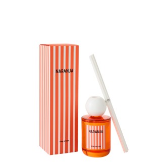 Diffuseur à roseaux « Mandarine » dans verre orange 7.5x7.5x26.5 cm