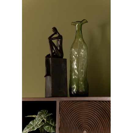 Lot de 2 personnages sur socle en céramique marron 14x11x37cm