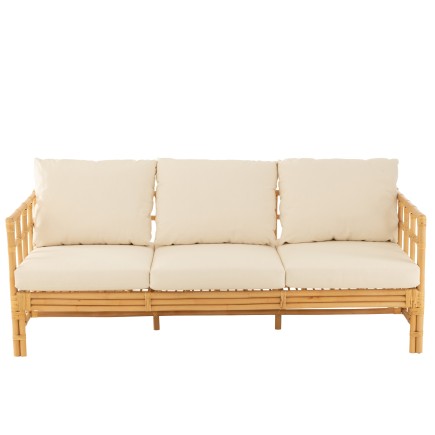 Sofá de 3 plazas en madera natural 187x73x64cm
