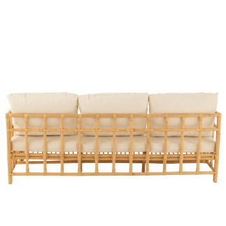 Sofá de 3 plazas en madera natural 187x73x64cm