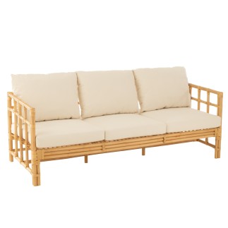 Sofá de 3 plazas en madera natural 187x73x64cm