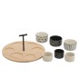Conjunto de tapas com 6 taças de cerâmica preta, 29 x 29 x 5,5 cm Conjunto de tapas com 6 taças de cerâmica preta, 29 x 29 x 5,5 cm